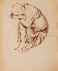 Dremajoča ženska figure : skica